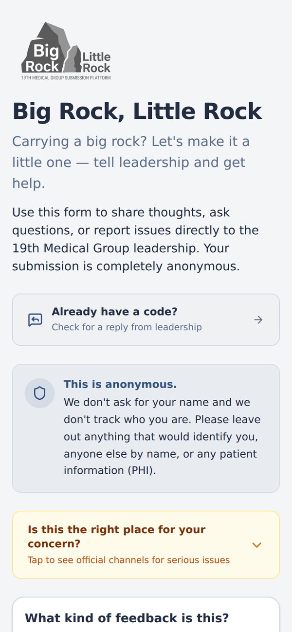 Big Rock Little Rock: Anonymous Staff Feedback